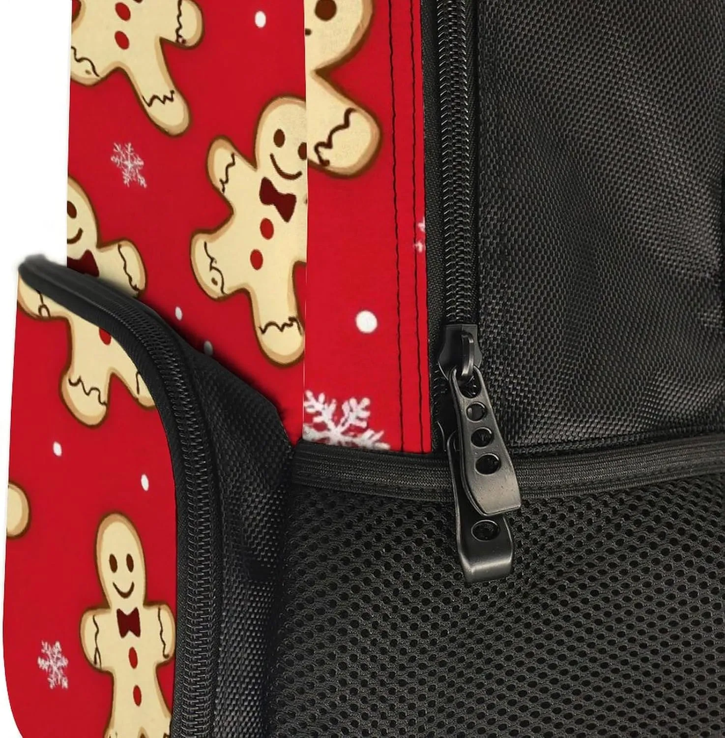 Christmas Red Polka Dots Snowflakes Gingerbread Cookies Daypack Polyester Anti-Theft Multipurpose Bookbag Big Capacity Gym Outdoor Hiking Backpack With Adjustable Shoulder Straps