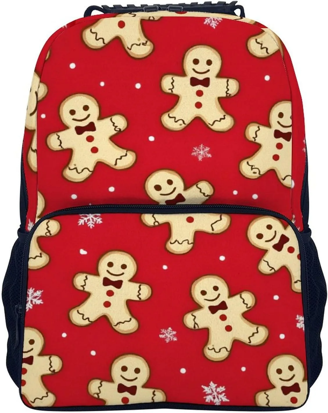 Christmas Red Polka Dots Snowflakes Gingerbread Cookies Daypack Polyester Anti-Theft Multipurpose Bookbag Big Capacity Gym Outdoor Hiking Backpack With Adjustable Shoulder Straps