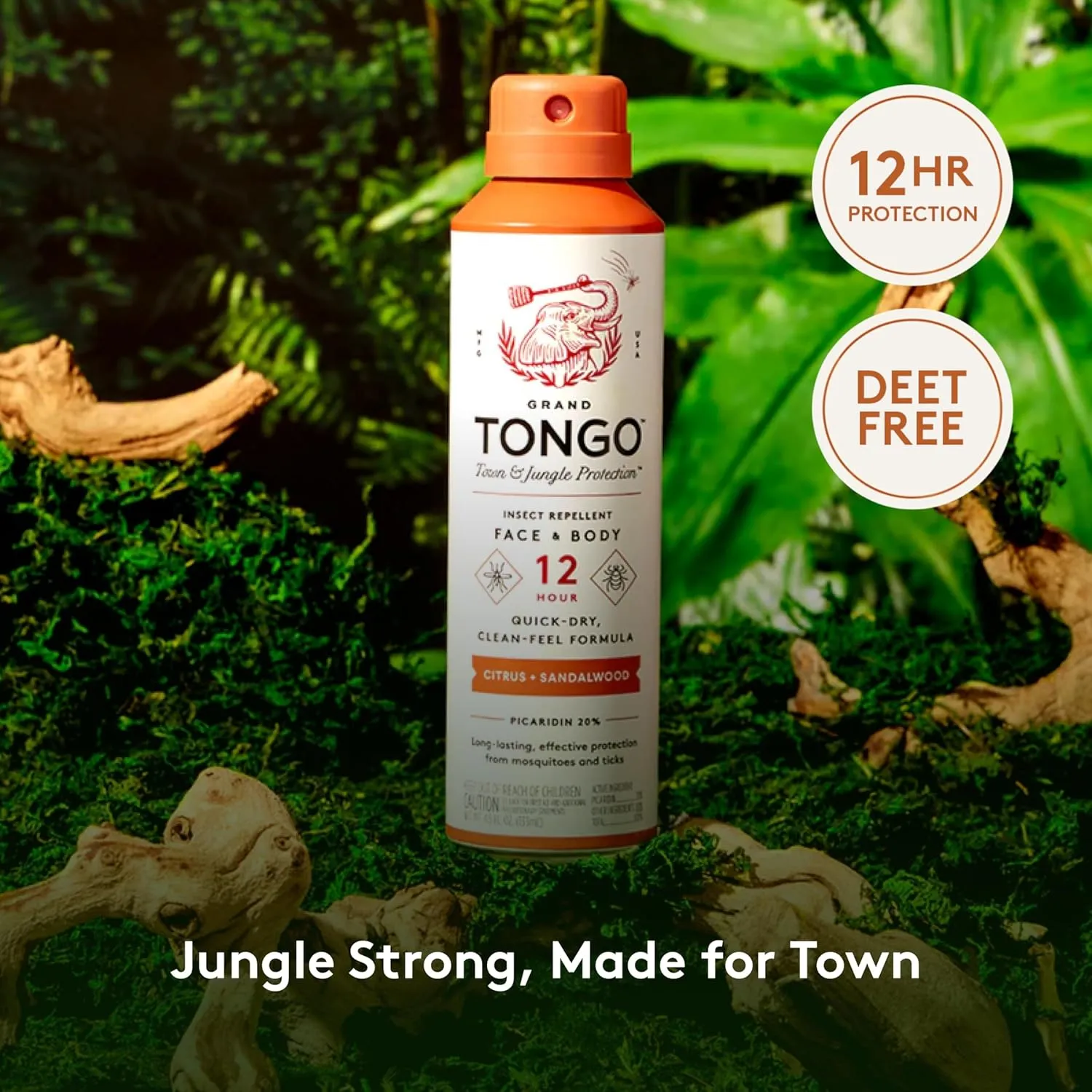 Citrus   Sandalwood Insect Repellent, 12-Hour Mosquito & Tick Protection, Picaridin-Based, Water-Based, Lightweight, Quick-Drying, Vanishing Scent, DEET Alternative, Face & Body Use,3 Pack