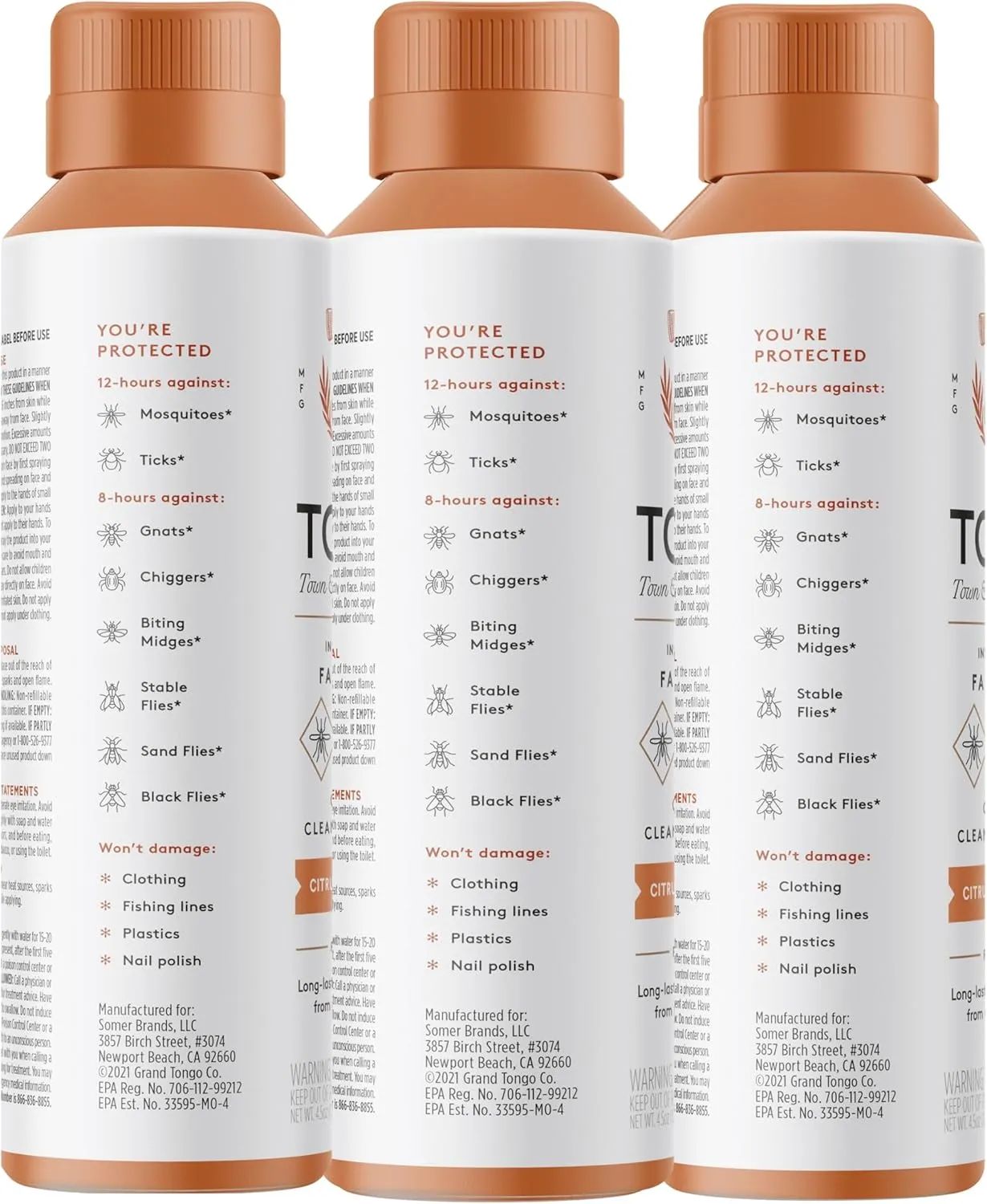 Citrus   Sandalwood Insect Repellent, 12-Hour Mosquito & Tick Protection, Picaridin-Based, Water-Based, Lightweight, Quick-Drying, Vanishing Scent, DEET Alternative, Face & Body Use,3 Pack