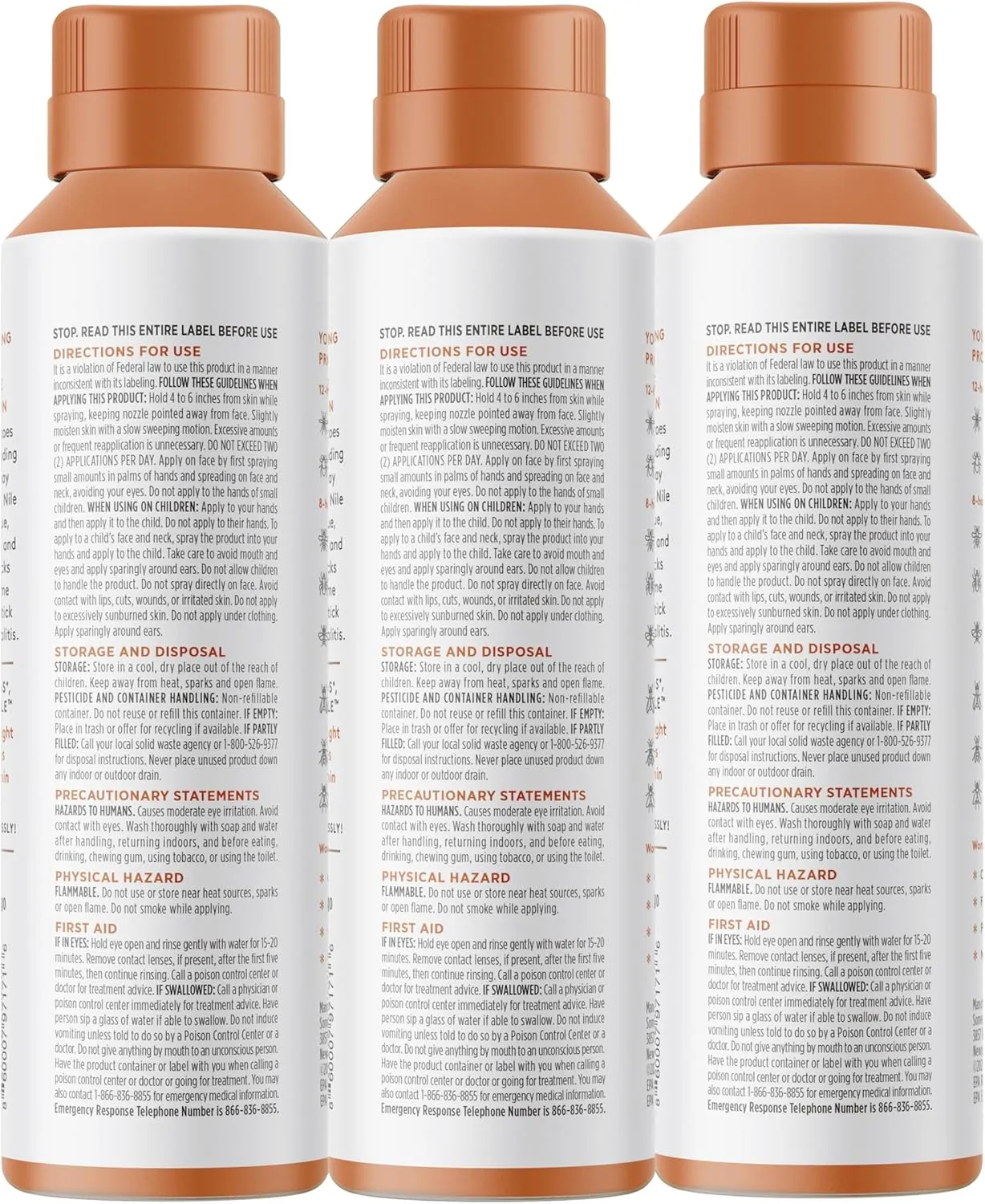 Citrus   Sandalwood Insect Repellent, 12-Hour Mosquito & Tick Protection, Picaridin-Based, Water-Based, Lightweight, Quick-Drying, Vanishing Scent, DEET Alternative, Face & Body Use,3 Pack