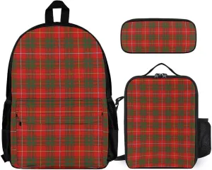 Clan Bruce Tartan Plaid Lightweight Pocket Backpack Crossbody Lunch Bag Set Unisex