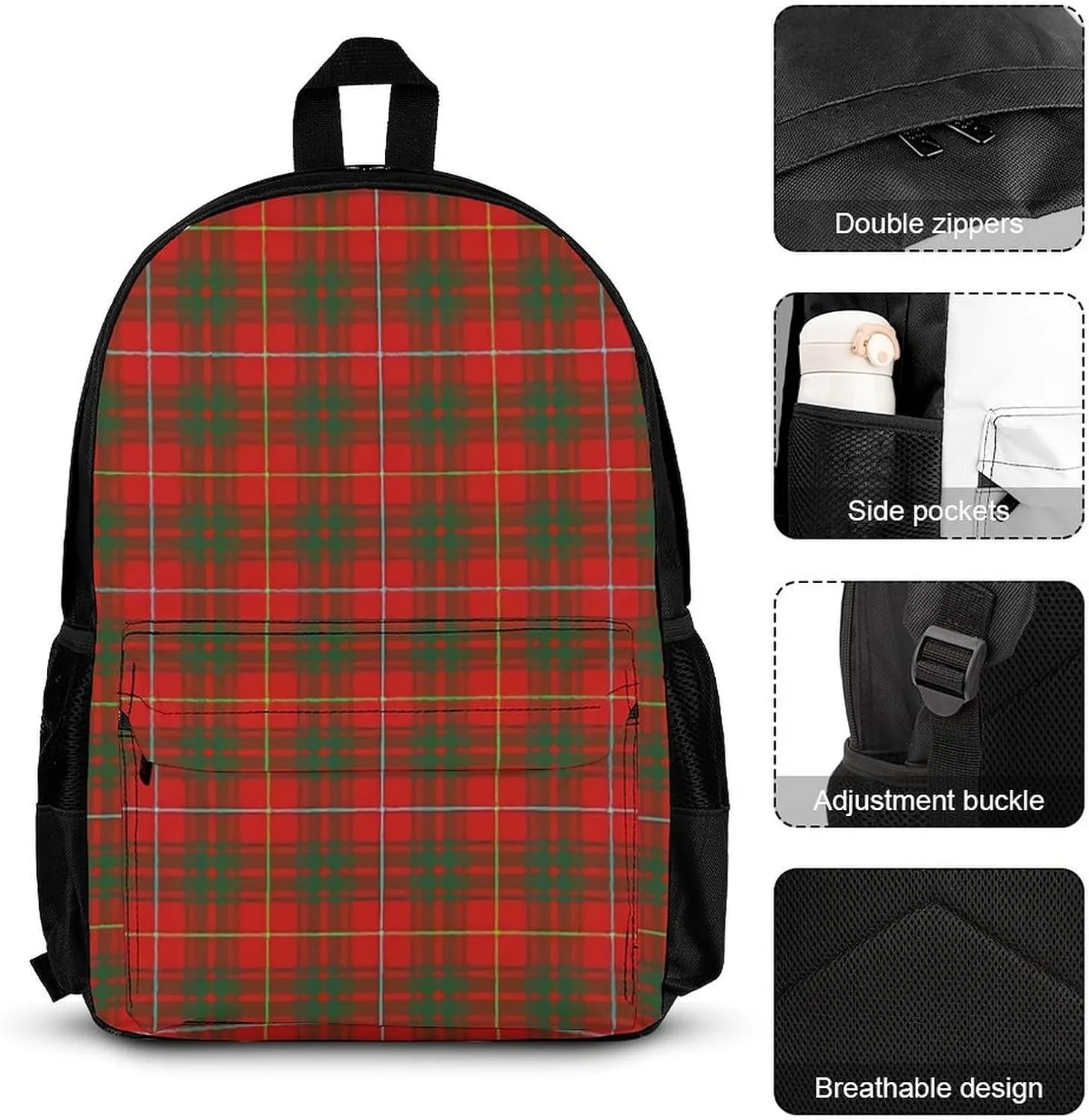 Clan Bruce Tartan Plaid Lightweight Pocket Backpack Crossbody Lunch Bag Set Unisex
