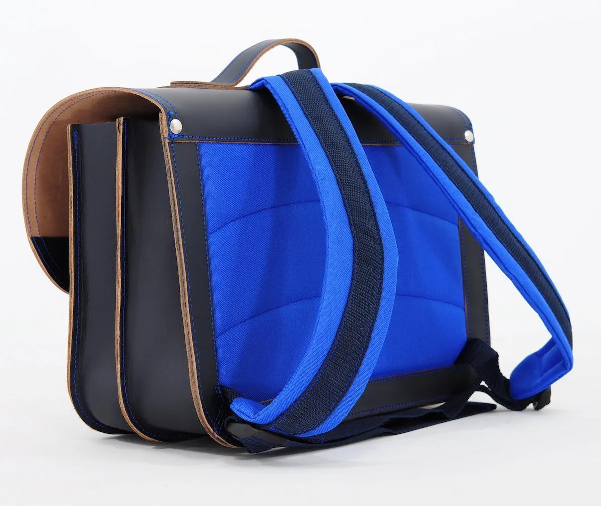 Classic Leather School Backpack - Marine Blue by Own stuff