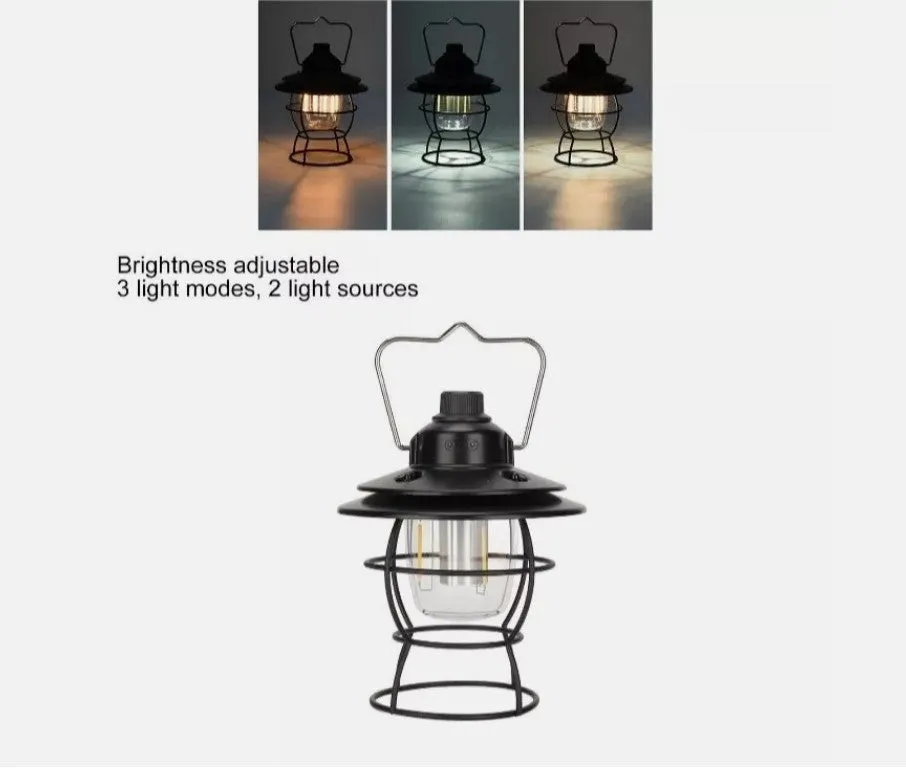 Click Vintage LED Camping Lantern With Power Bank