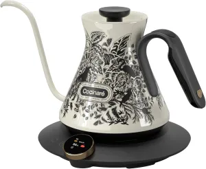 Cocinare Electric Gooseneck Kettle with Color-Changing Design, ±0.5℉ Temperature Control for Pour-over Coffee & Tea, Stainless Steel Interior, Quick Heating for Boiling Water (Jungle) (Vintage White)