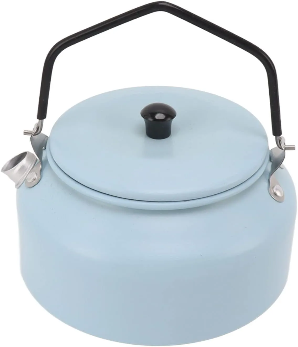 Coffee Pot, 0.9L Camping Kettle Multipurpose Tea Pot Aluminium Alloy Portable Tea Kettle Silicone Handle for Camping Picnic Outdoor Hiking 15x15x16cm (Sky Blue)