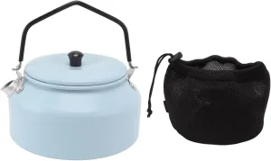 Coffee Pot, 0.9L Camping Kettle Multipurpose Tea Pot Aluminium Alloy Portable Tea Kettle Silicone Handle for Camping Picnic Outdoor Hiking 15x15x16cm (Sky Blue)