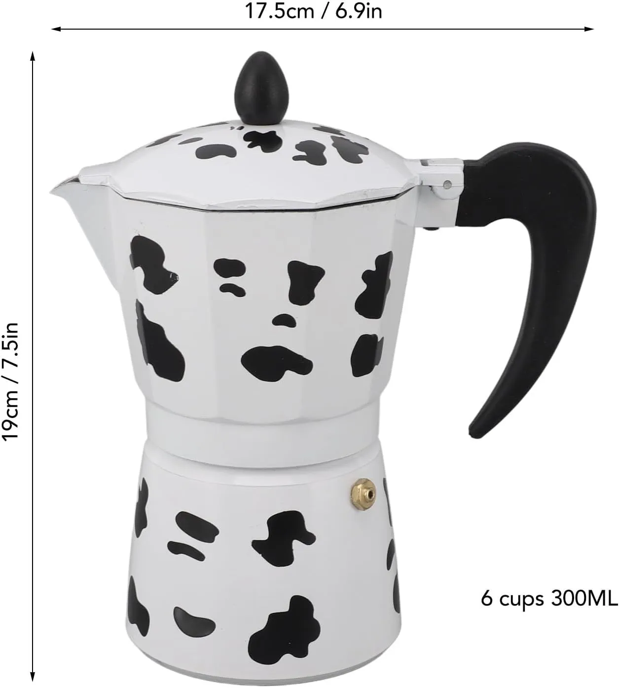 Coffee Pot,Coffee Pot Household Hand Pour Kettle Concentrated Milk Cow Color with Italy Aluminium for Kettle Boil for Home Cafe Outdoor Activities Camping Travel (6 Cups 300ML)