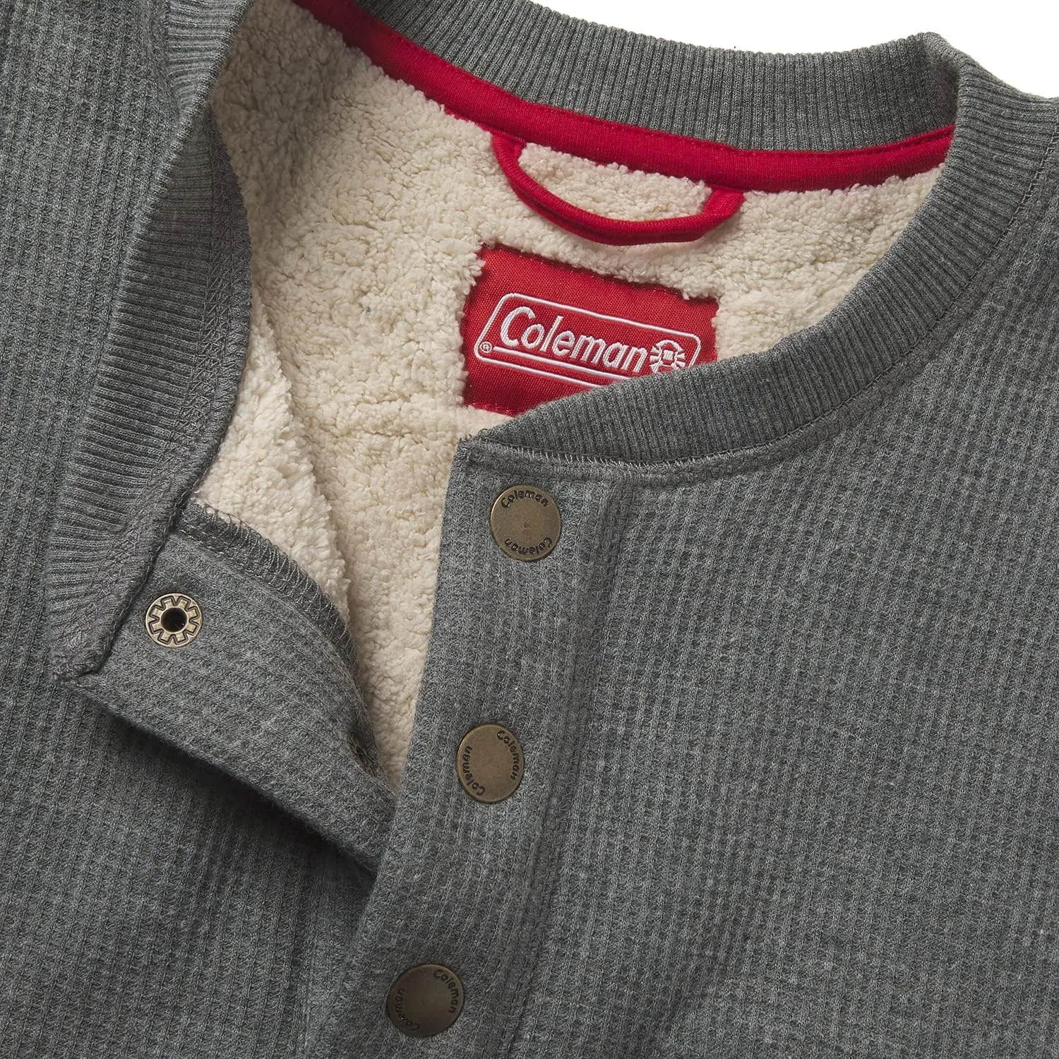 Coleman Long-Sleeve Sherpa Lined Waffle Henley Shirts for Men
