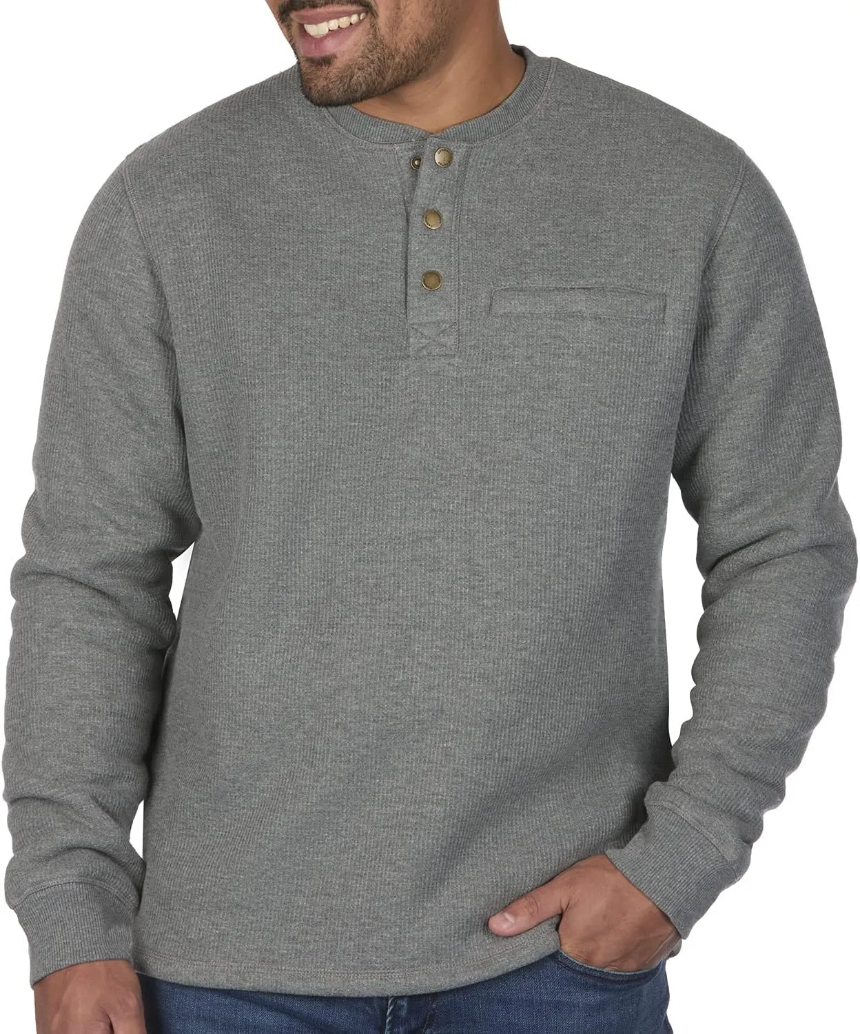 Coleman Long-Sleeve Sherpa Lined Waffle Henley Shirts for Men
