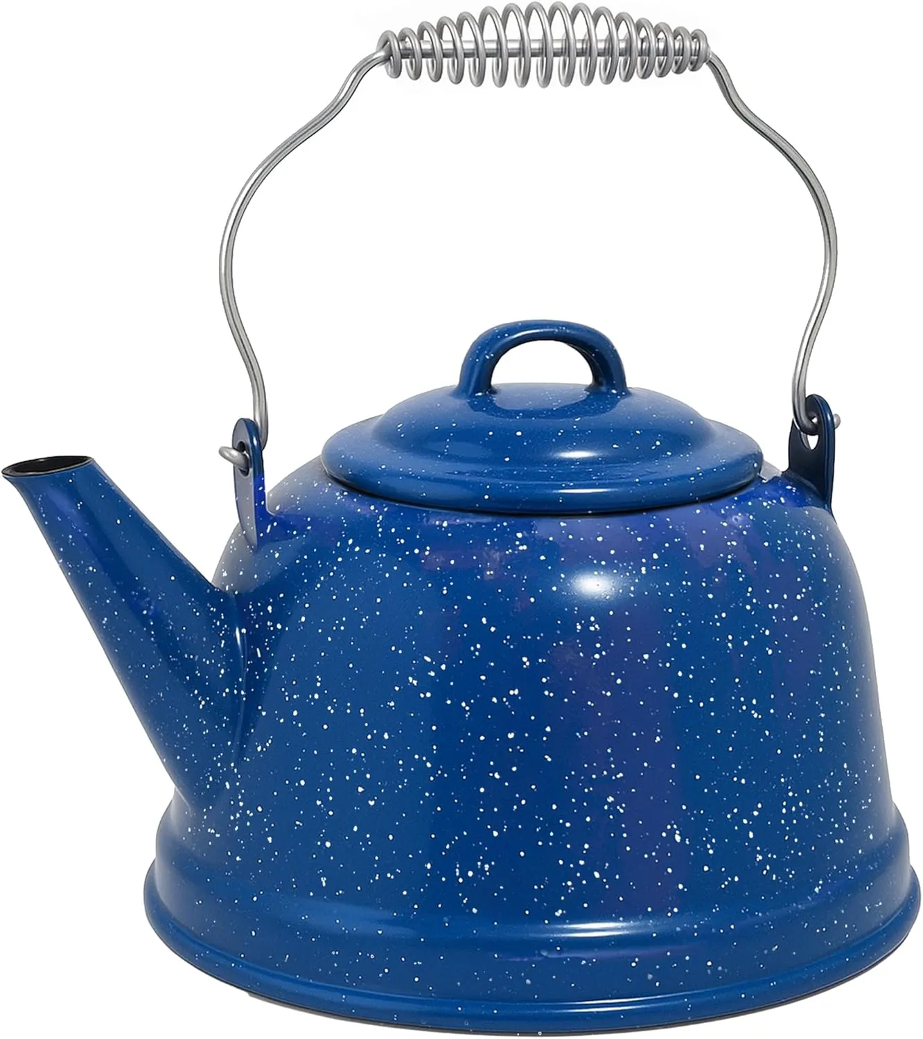 COLETTI Classic Short Camping Kettle — Enamel Camp Kettle, Compatible with Stovetop — The #1 Enamelware for Camping [Blue Enamel]