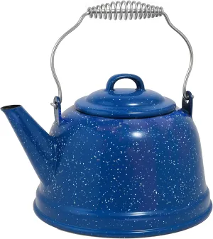 COLETTI Classic Short Camping Kettle — Enamel Camp Kettle, Compatible with Stovetop — The #1 Enamelware for Camping [Blue Enamel]