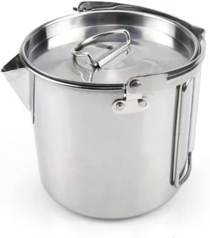 Collapsible Stainless Steel Kettle Lightweight Outdoor Boil Water Pot for Camping Hiking and Picnics for Tea and Campfire Heating