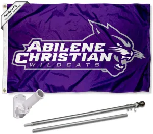 College Flags & Banners Co. Abilene Christian Wildcats Flag with Pole and Bracket Holder University Set