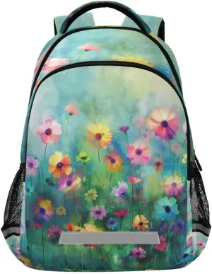 Colorful Flowers Painting Design Waterproof Backpack - Casual Outdoor Sports Daypack with Ergonomic Shoulder Straps#383