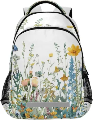 Colorful Herbs and Flowers Design Waterproof Backpack - Casual Outdoor Sports Daypack with Ergonomic Shoulder Straps#388