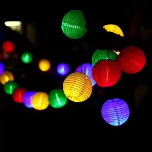 Colorful LED Outdoor String Lights - Weatherproof Multicolor Lanterns