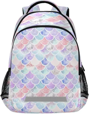 Colorful Mermaid Scales Design Waterproof Backpack - Casual Outdoor Sports Daypack with Ergonomic Shoulder Straps#493