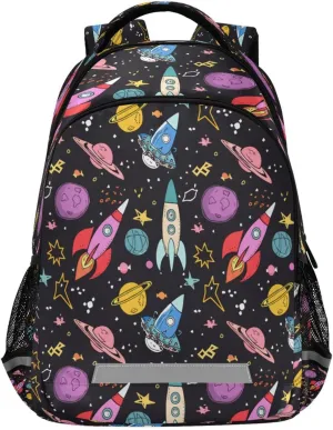 Colorful Rockets Design Waterproof Backpack - Casual Outdoor Sports Daypack with Ergonomic Shoulder Straps#3