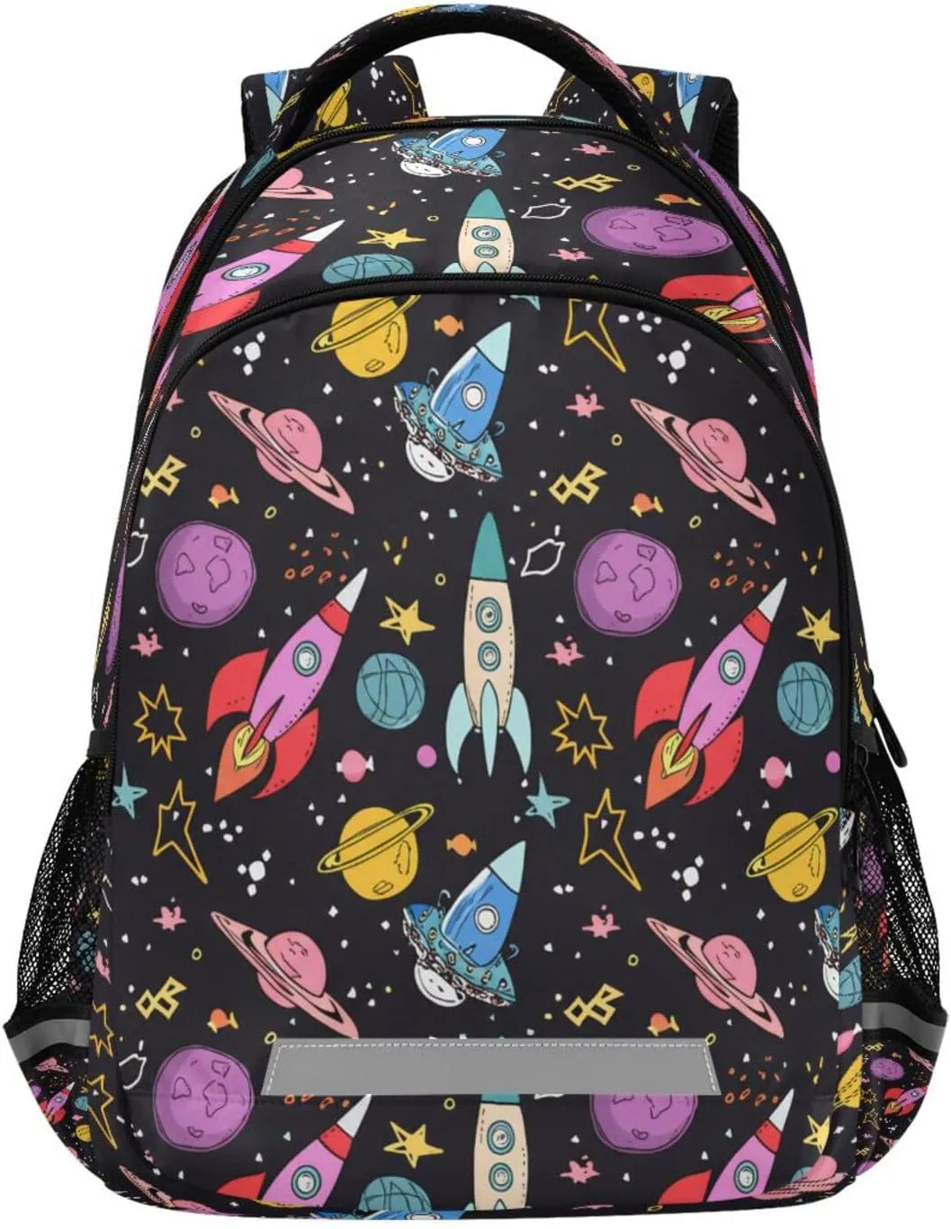 Colorful Rockets Design Waterproof Backpack - Casual Outdoor Sports Daypack with Ergonomic Shoulder Straps#3