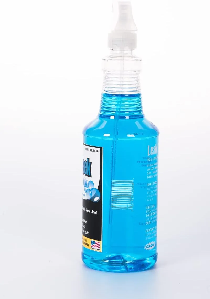 ComStar Leak Bubbles Blue HVAC & Gas Detector, Fastest-Acting Leak Detector in Today's Market - Safe, Non-Corrosive, Long-Lasting Bubbles & Detects Micro Leaks, Made in USA, 1 Quart Spray (90-208)
