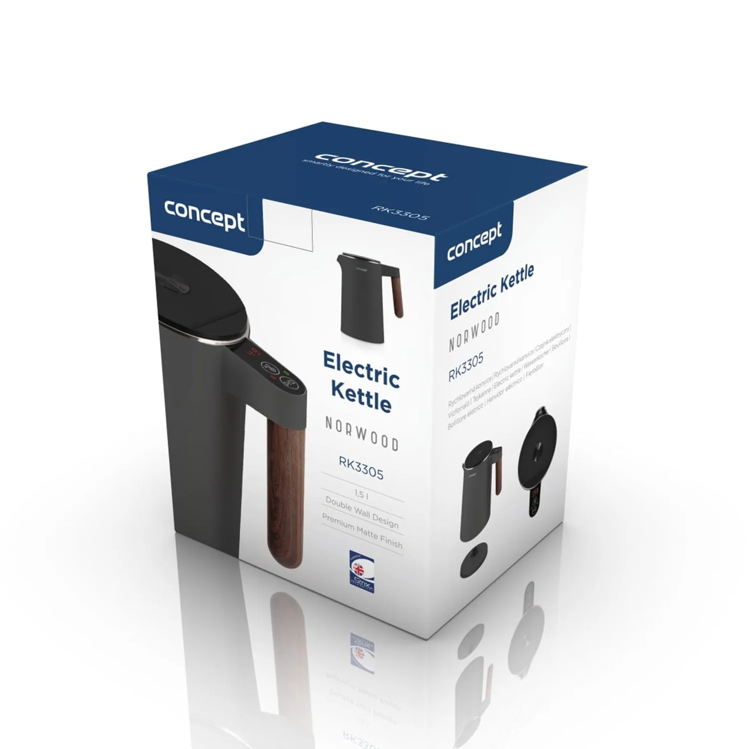 Concept Norwood RK3305 Stainless Steel Kettle Temperature Control Keep Warm 1.5L 1850-2200W Dark Grey