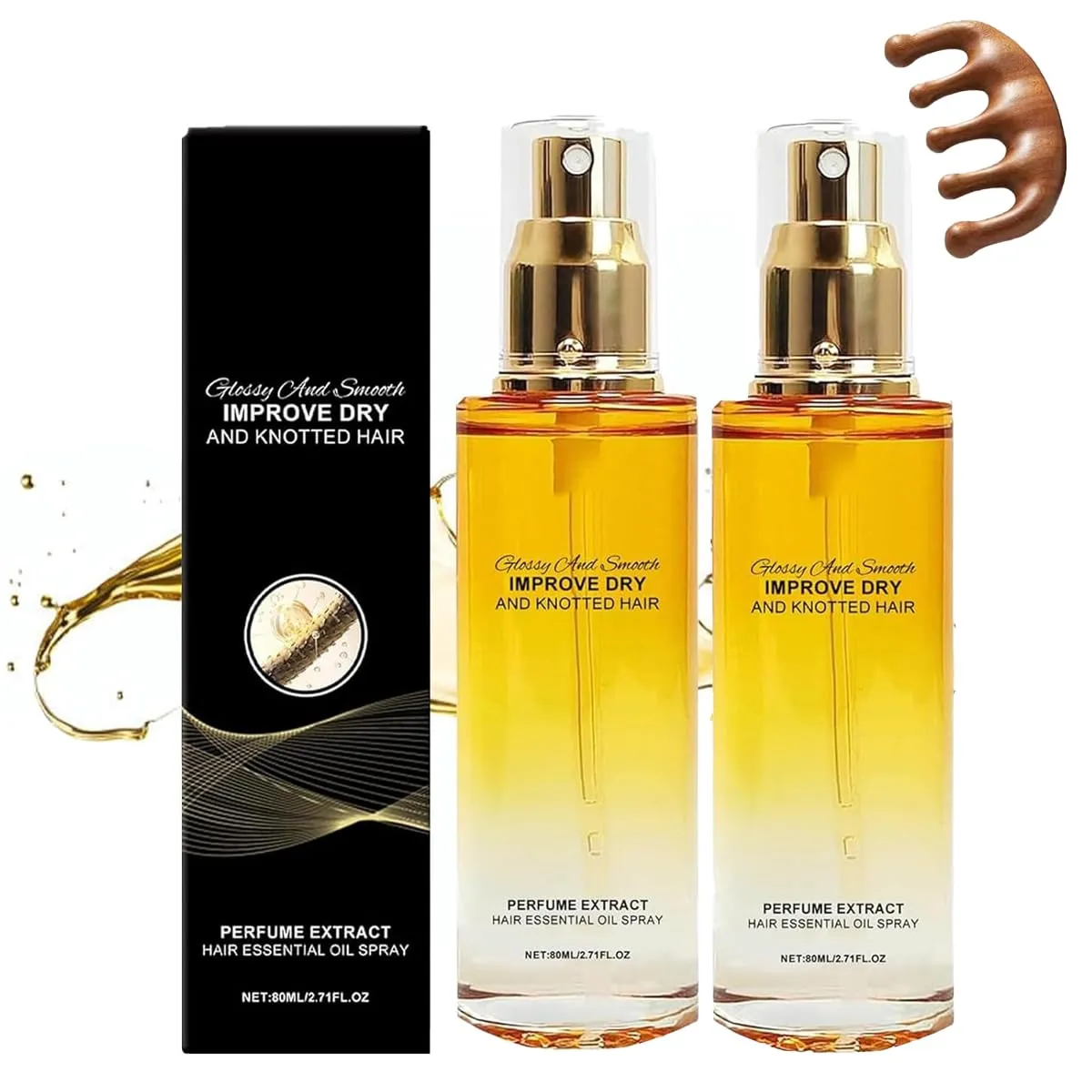 Conditioning Oil Spray Scalp & Hair Strengthener Leave-In Conditioner Comforting Shampoo Cleanser, Conditioner Comforting Scented Hair Oil Perfume Spray for Dry and Frizzy Hair (80ml, 2PCS)