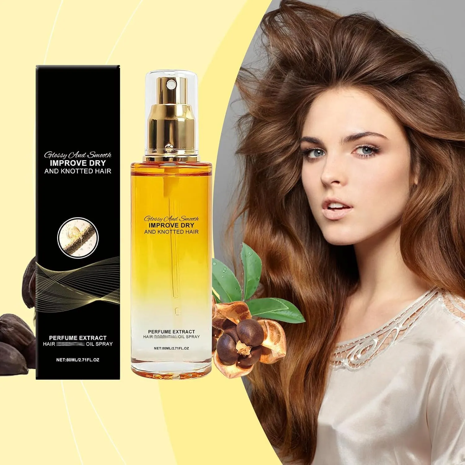 Conditioning Oil Spray Scalp & Hair Strengthener Leave-In Conditioner Comforting Shampoo Cleanser, Conditioner Comforting Scented Hair Oil Perfume Spray for Dry and Frizzy Hair (80ml, 2PCS)