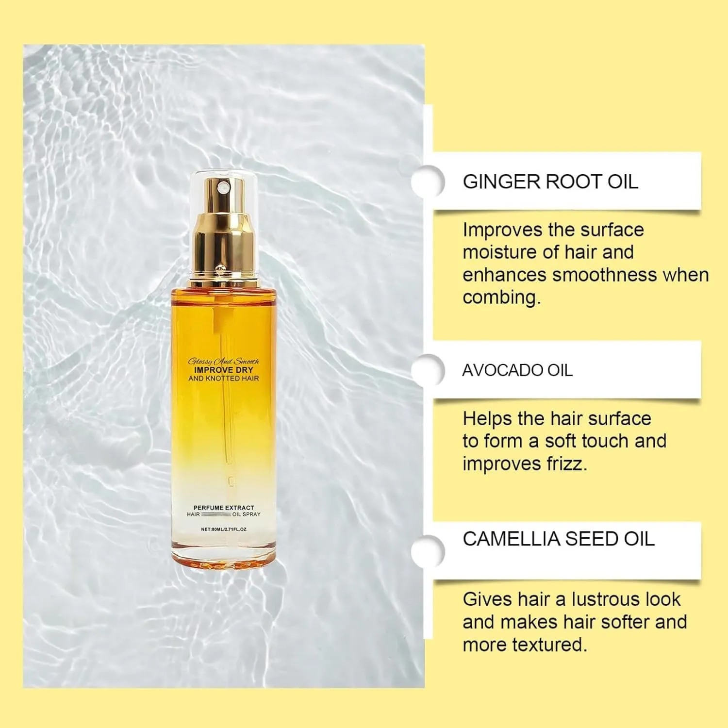 Conditioning Oil Spray Scalp & Hair Strengthener Leave-In Conditioner Comforting Shampoo Cleanser, Conditioner Comforting Scented Hair Oil Perfume Spray for Dry and Frizzy Hair (80ml, 2PCS)