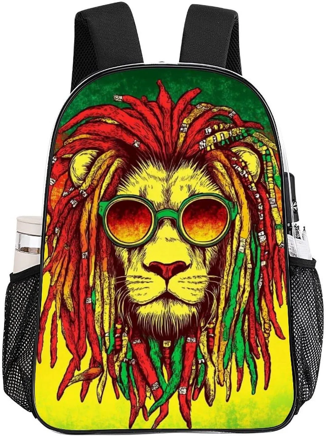 Cool Reggae Rasta Flag Lion Daypack Backpack Transparent Anti-Theft Multipurpose Bookbag Big Capacity Travel Hiking & Camping Rucksack With Smooth Zippers