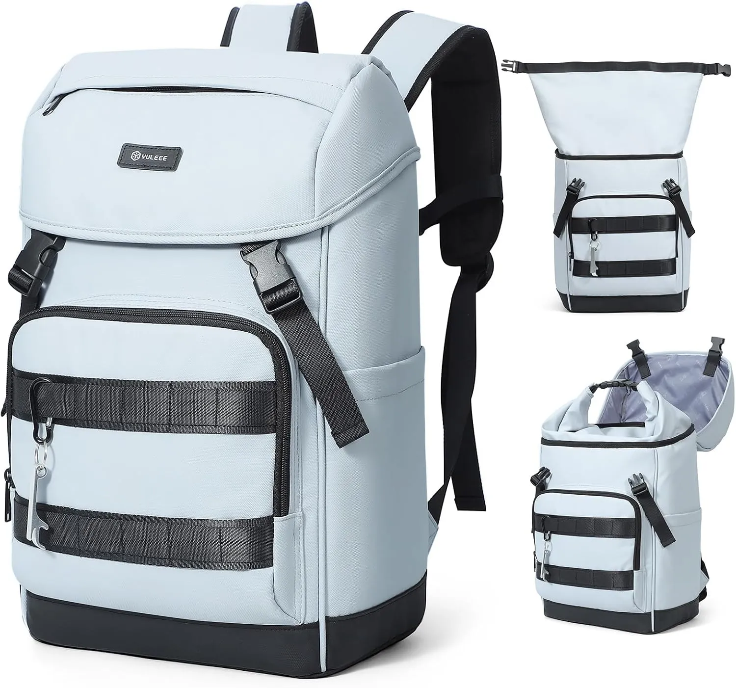 Cooler Backpack - 30 Cans Roll Top Insulated Leakproof Lunch Cooler Bag for Men Women, 20 Hours Cooling, Soft Sided, Portable Lightweight Ice Chest for Camping Picnic Hiking Beach Travel, Grey