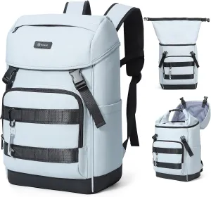 Cooler Backpack - 30 Cans Roll Top Insulated Leakproof Lunch Cooler Bag for Men Women, 20 Hours Cooling, Soft Sided, Portable Lightweight Ice Chest for Camping Picnic Hiking Beach Travel, Grey