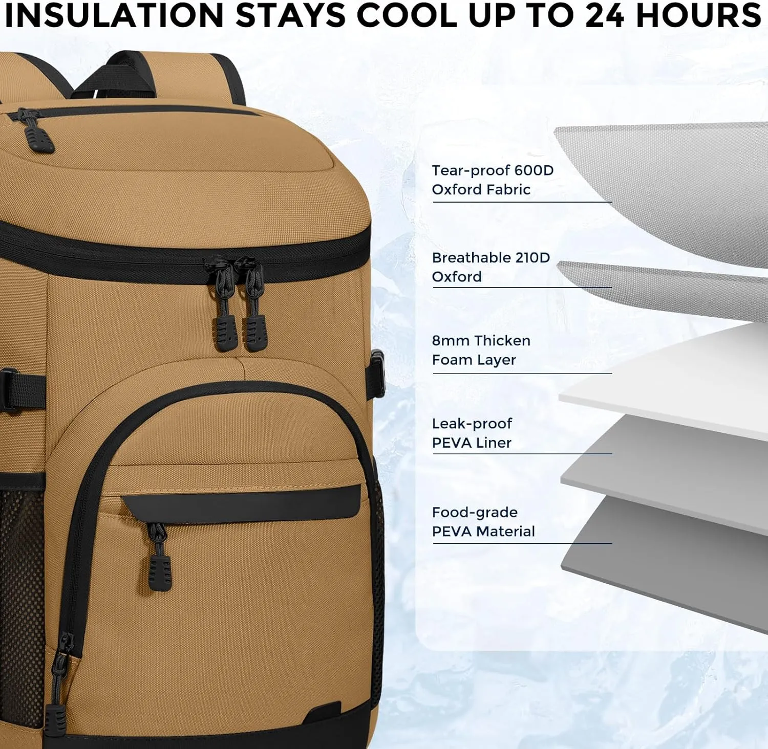 Cooler Backpack 35 Cans Soft Backpack Coolers Insulated Leak Proof Beach Cooler Bag for Men Women Waterproof Ice Chest Backpack Lunch Camping Hiking Picnic Travel Cooler Bags