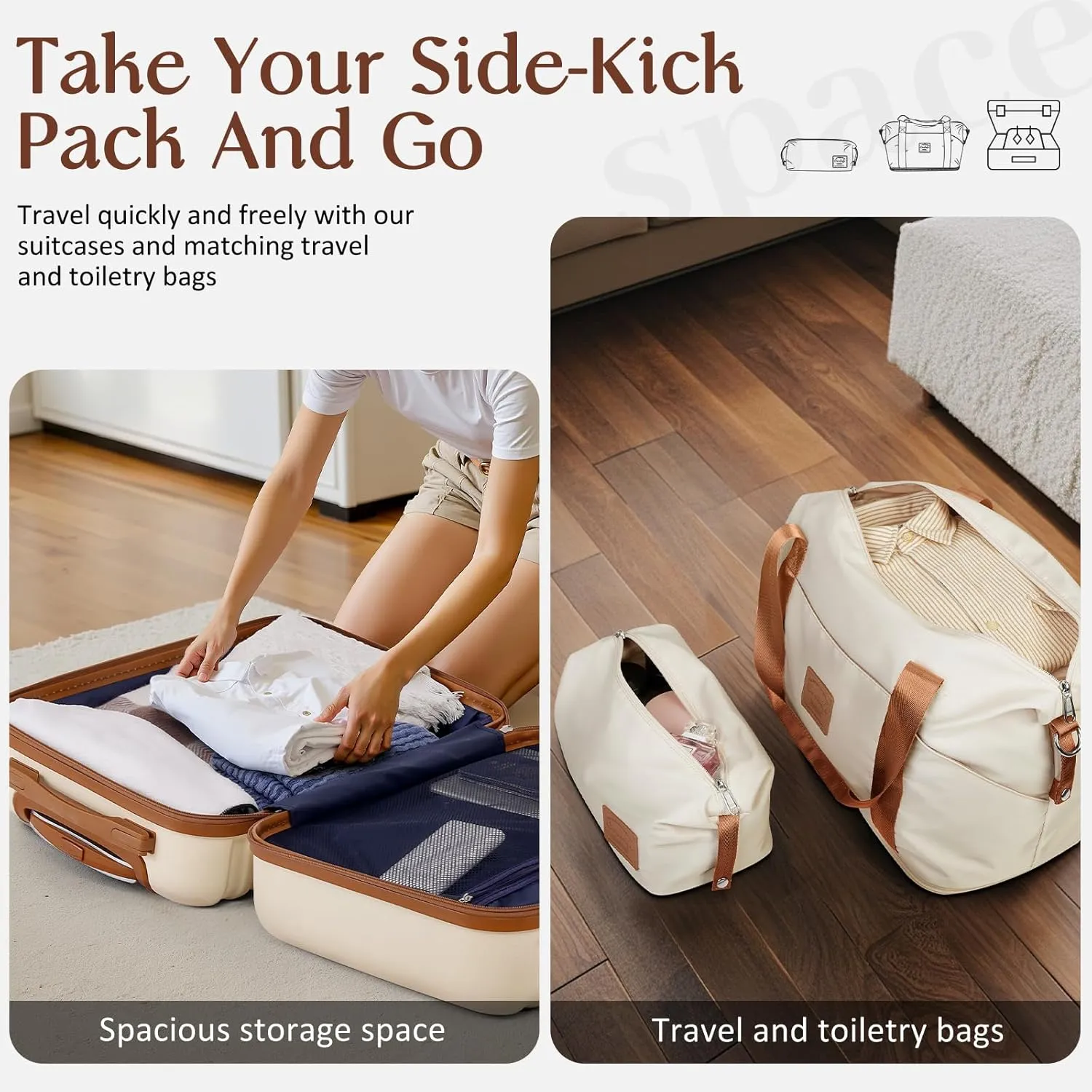 Coolife Suitcase Set 3 Piece Carry On Hardside Luggage with TSA Lock Spinner Wheels (White, S(20in))