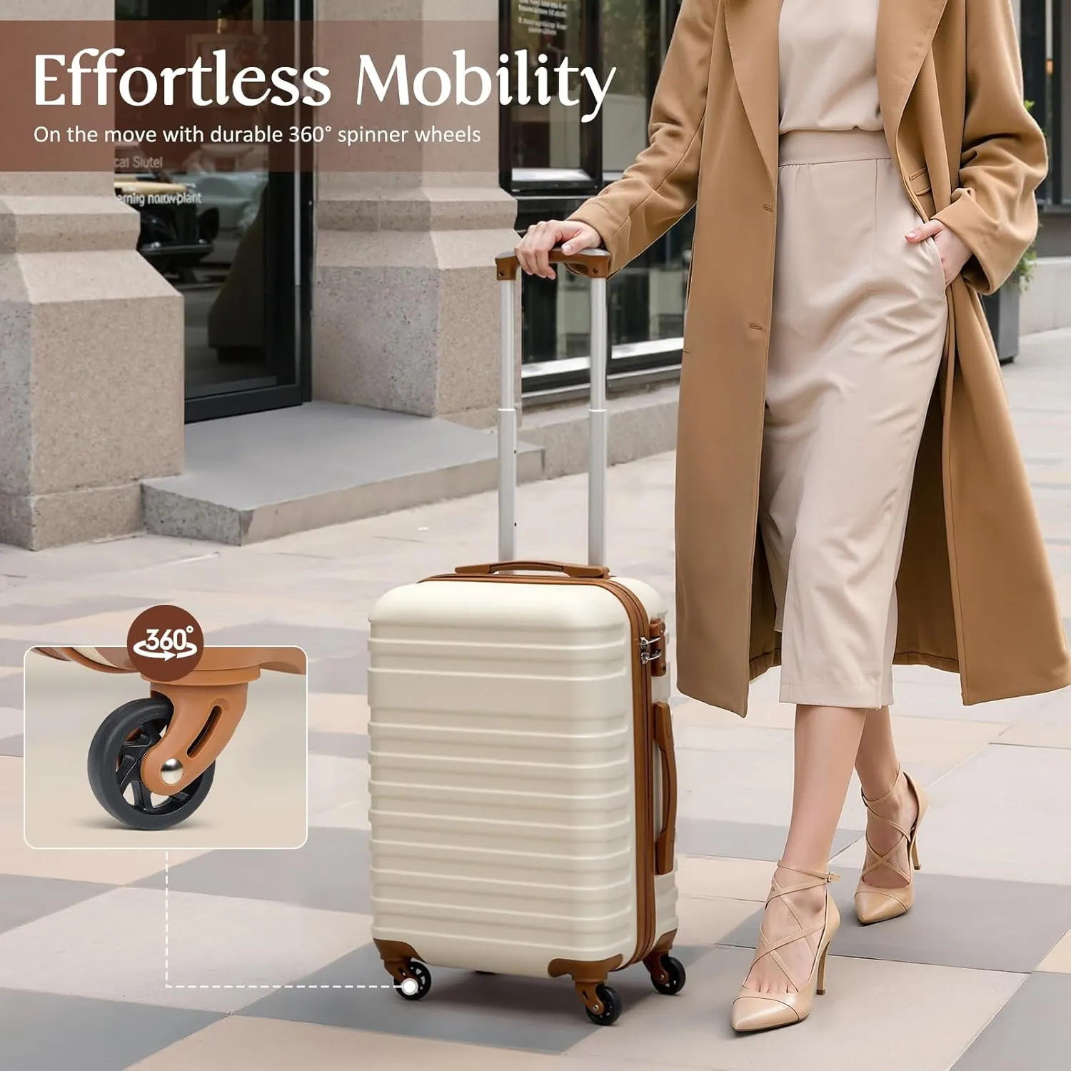 Coolife Suitcase Set 3 Piece Carry On Hardside Luggage with TSA Lock Spinner Wheels (White, S(20in))