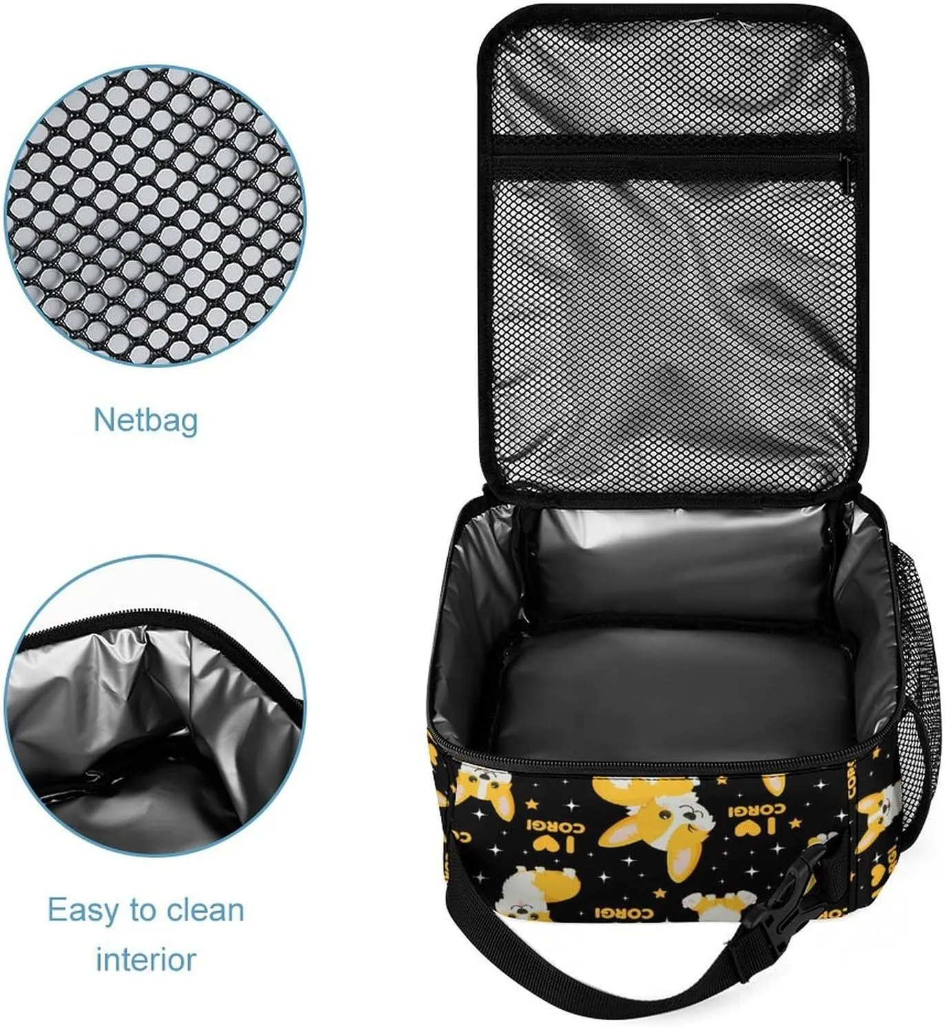 Corgi Dog Backpack with Lunch Box & Pencil Case for Kids Girls Boys School, 16 Inch Cute Corgi Dogs Bookbag, School Backpack for Students Children, Lightweight, Large Capacity