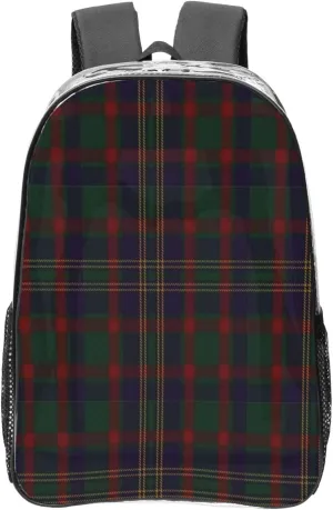 Cork, County (District) Tartan Lightweight Clear Backpack - Transparent Bag For Work, Gym & Stadium Compliance