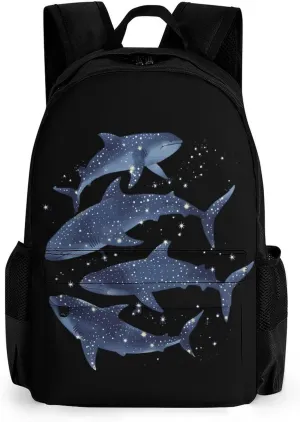 Cosmic Whale Shark Travel Backpack Lightweight Shoulder Bag Funny Laptop Daypack with Multi Pockets