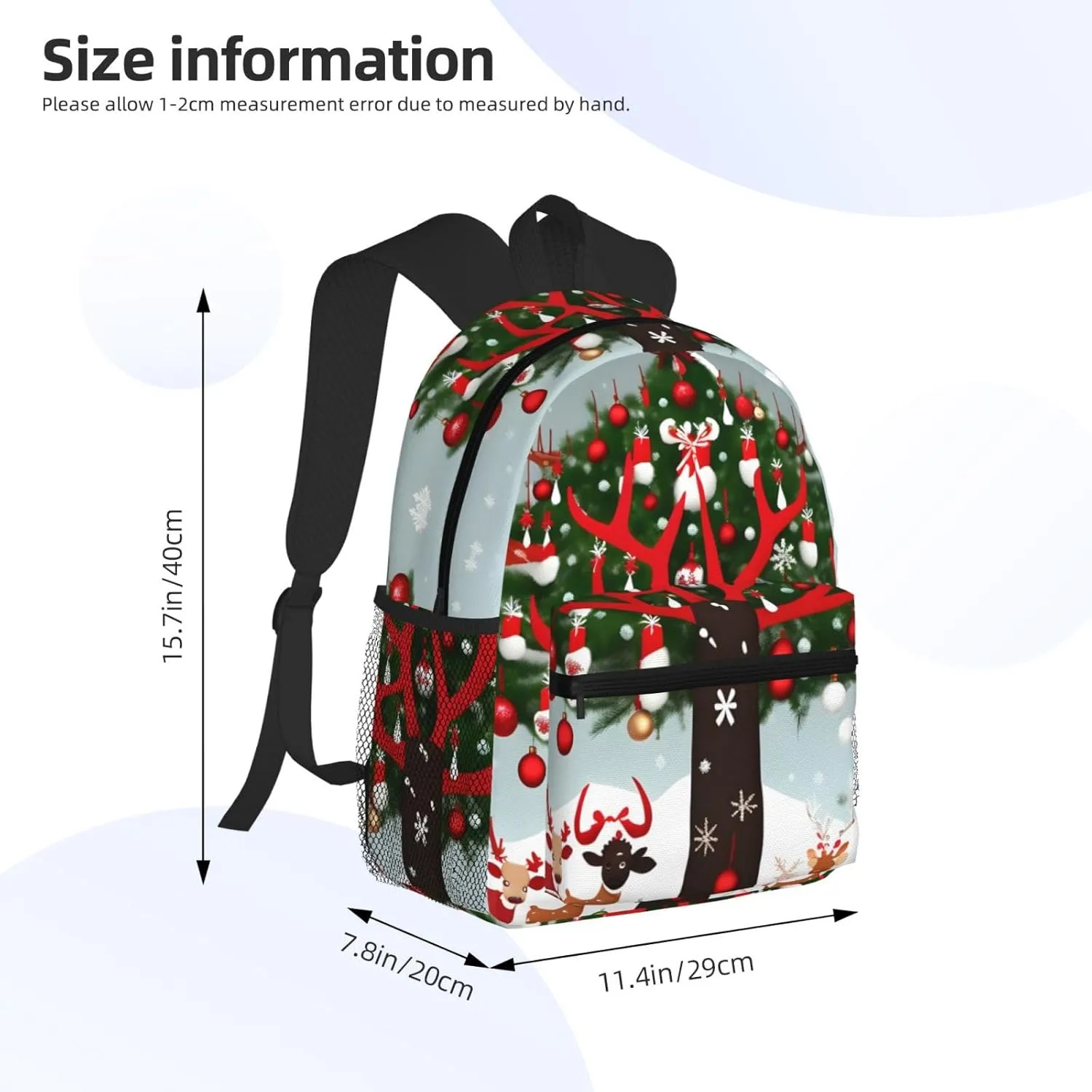 Cow Deer Trees Christmas Print Comfortable Backpack,Your Essential Casual Travel Bag For Outdoor Adventures