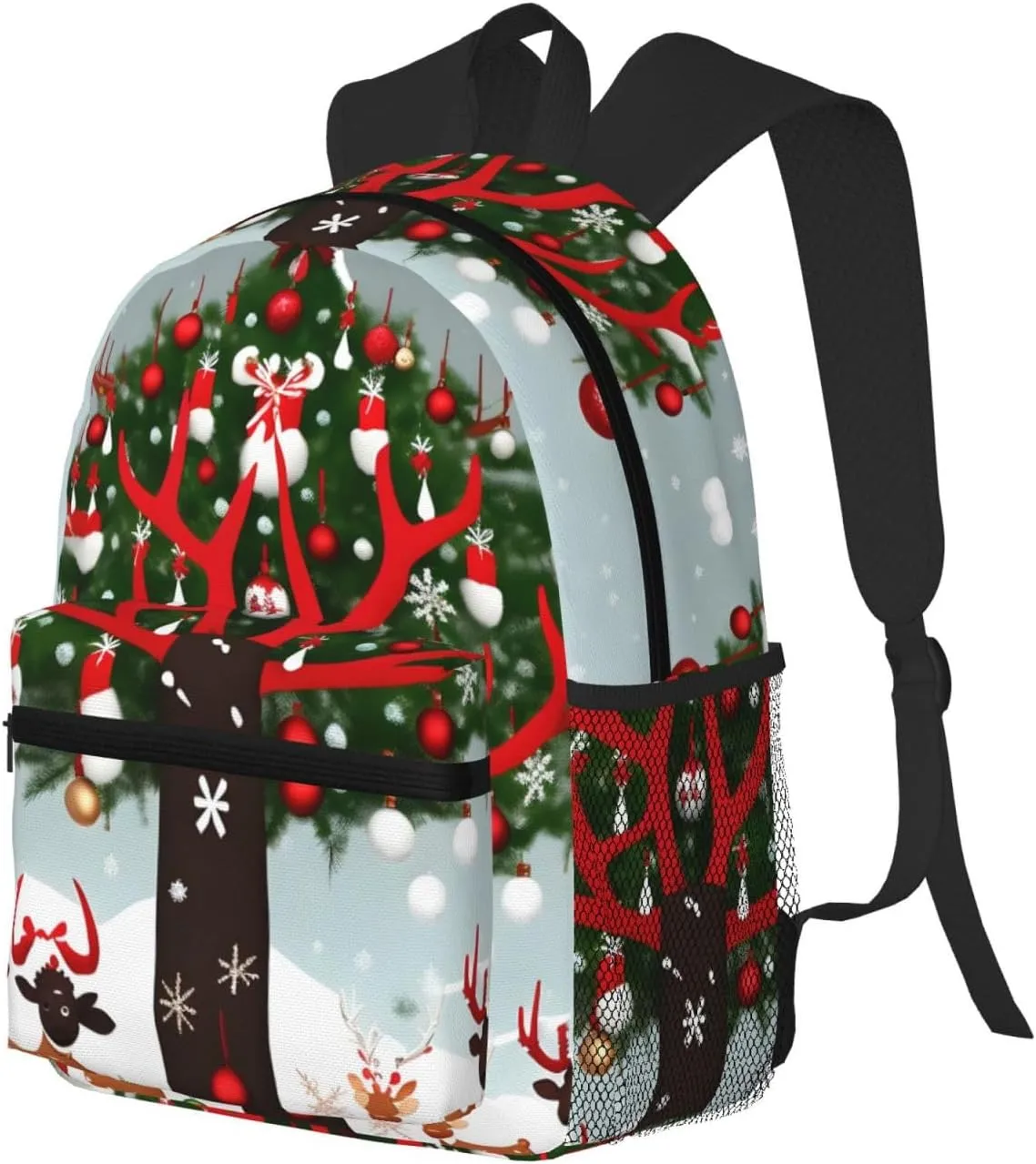 Cow Deer Trees Christmas Print Comfortable Backpack,Your Essential Casual Travel Bag For Outdoor Adventures