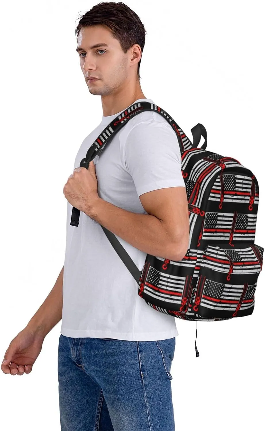 Crane Operator American Flag Backpack Large Capacity Backpack Lightweight Double Shoulder Bag For Women Men Travel
