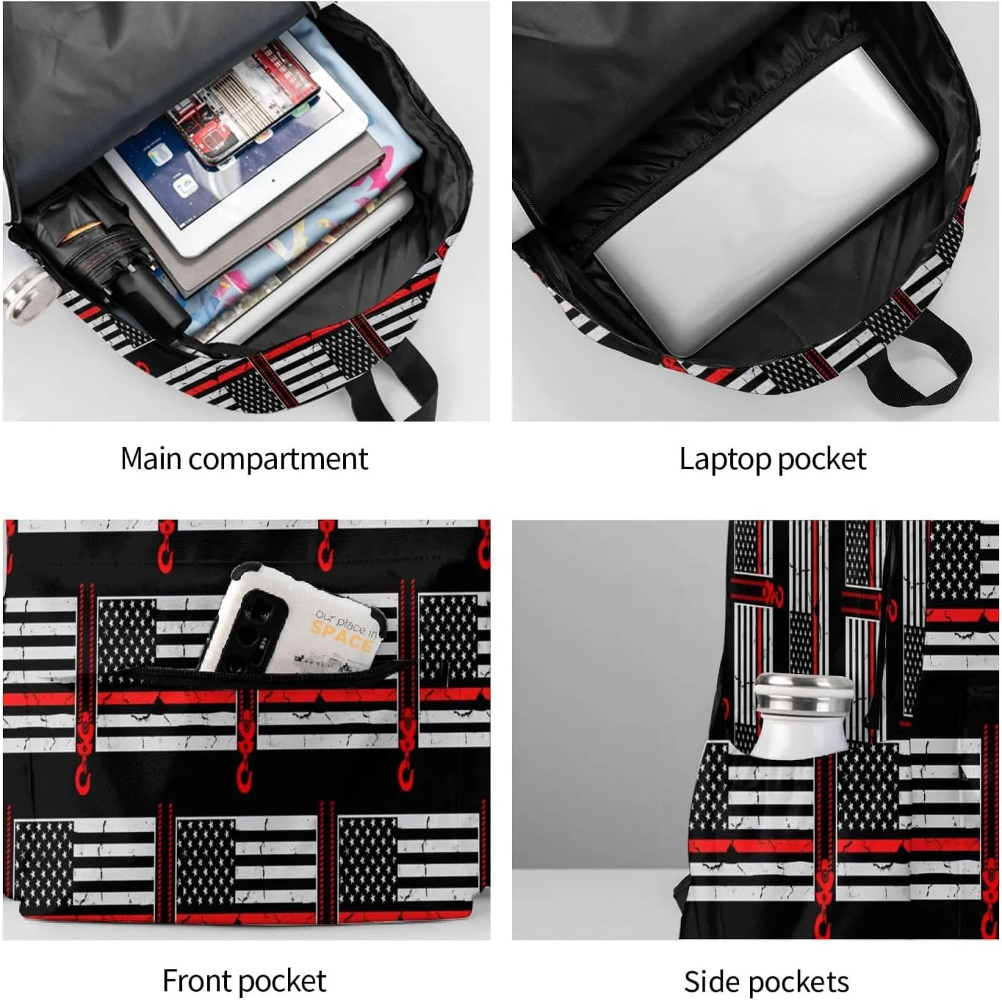 Crane Operator American Flag Backpack Large Capacity Backpack Lightweight Double Shoulder Bag For Women Men Travel