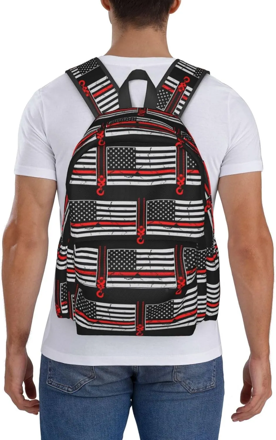 Crane Operator American Flag Backpack Large Capacity Backpack Lightweight Double Shoulder Bag For Women Men Travel