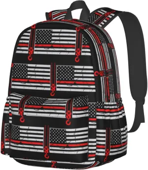 Crane Operator American Flag Backpack Large Capacity Backpack Lightweight Double Shoulder Bag For Women Men Travel