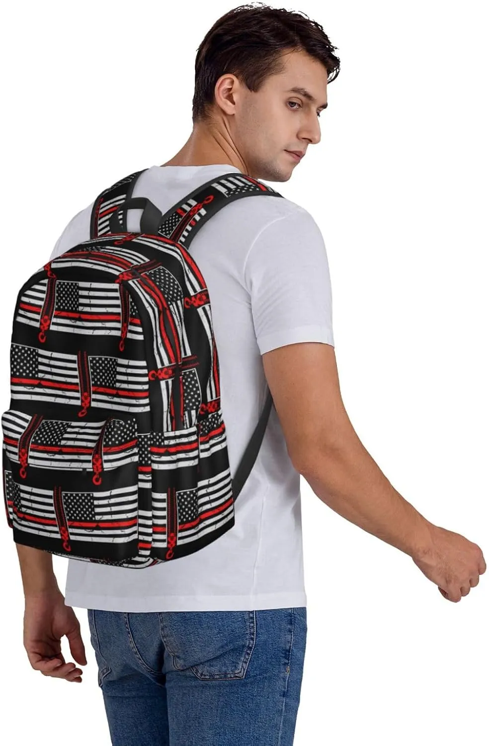 Crane Operator American Flag Backpack Large Capacity Backpack Lightweight Double Shoulder Bag For Women Men Travel