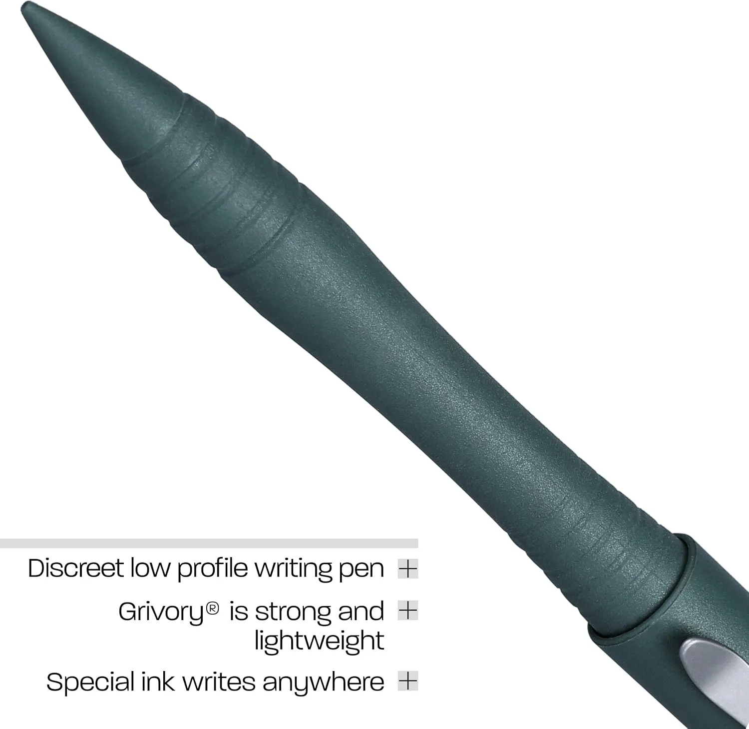 CRKT Williams Defense Pen: Low Profile, Lightweight EDC Pen, Grivory, Pressurized Ink Cartridge and Pocket Clip TPENWRG, Green
