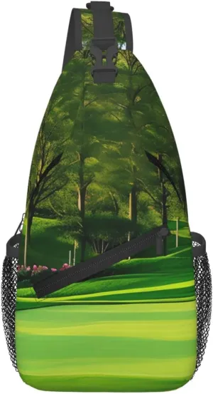 Cross Chest Bag Diagonally for Men and Women - Lightweight and Durable with High Storage Capacity Golf Course Lawn Printing, Black, One Size
