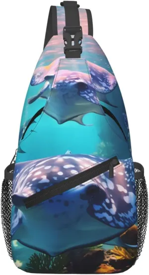 Cross Chest Bag Diagonally - Quality, Durable, and Spacious Shoulder Bag for Men and Women Sea Animals Stingrays Printing