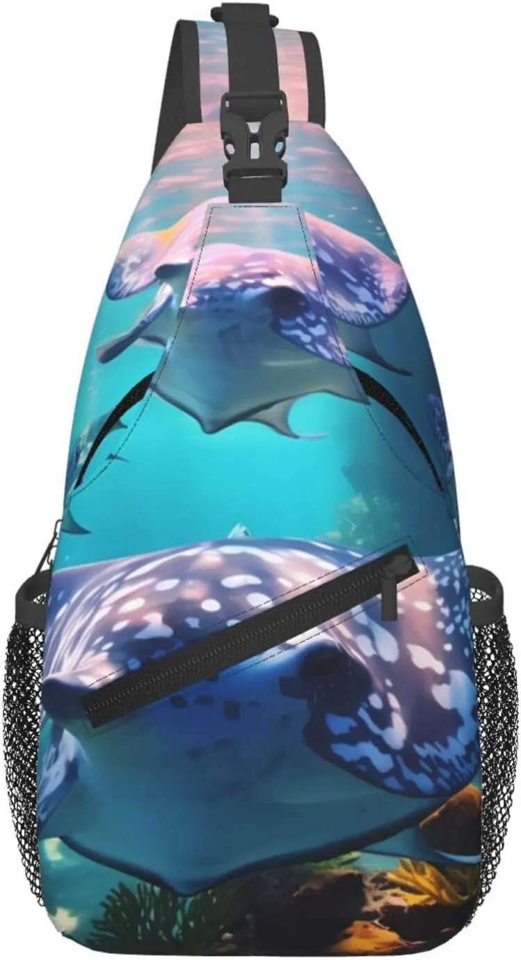 Cross Chest Bag Diagonally - Quality, Durable, and Spacious Shoulder Bag for Men and Women Sea Animals Stingrays Printing